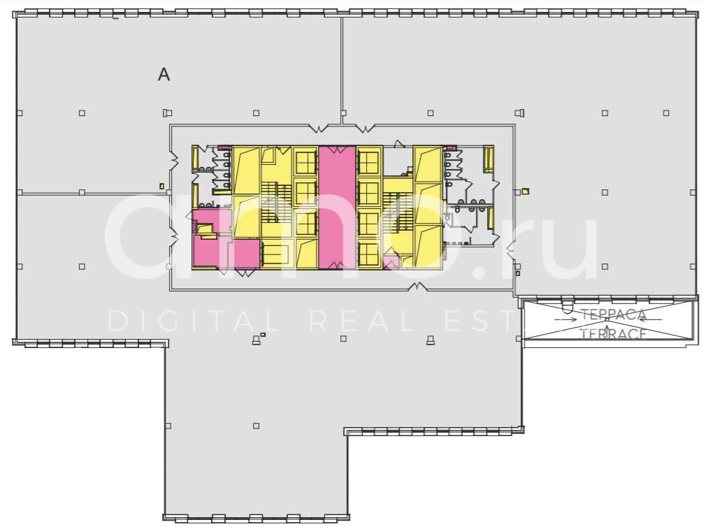 Планировка офиса 850-2558.21 м², 14 этаж, БЦ «AFI 2B»